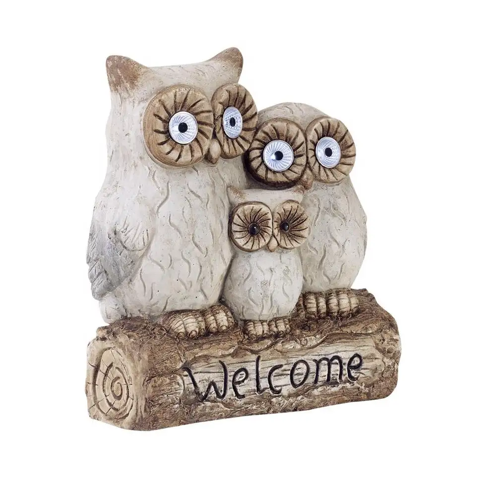 Alpine QWR476SLR Owl Family Welcome Statue