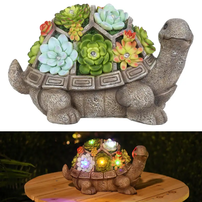 Alpine SLL1882SLR Turtle With Flowers Statue