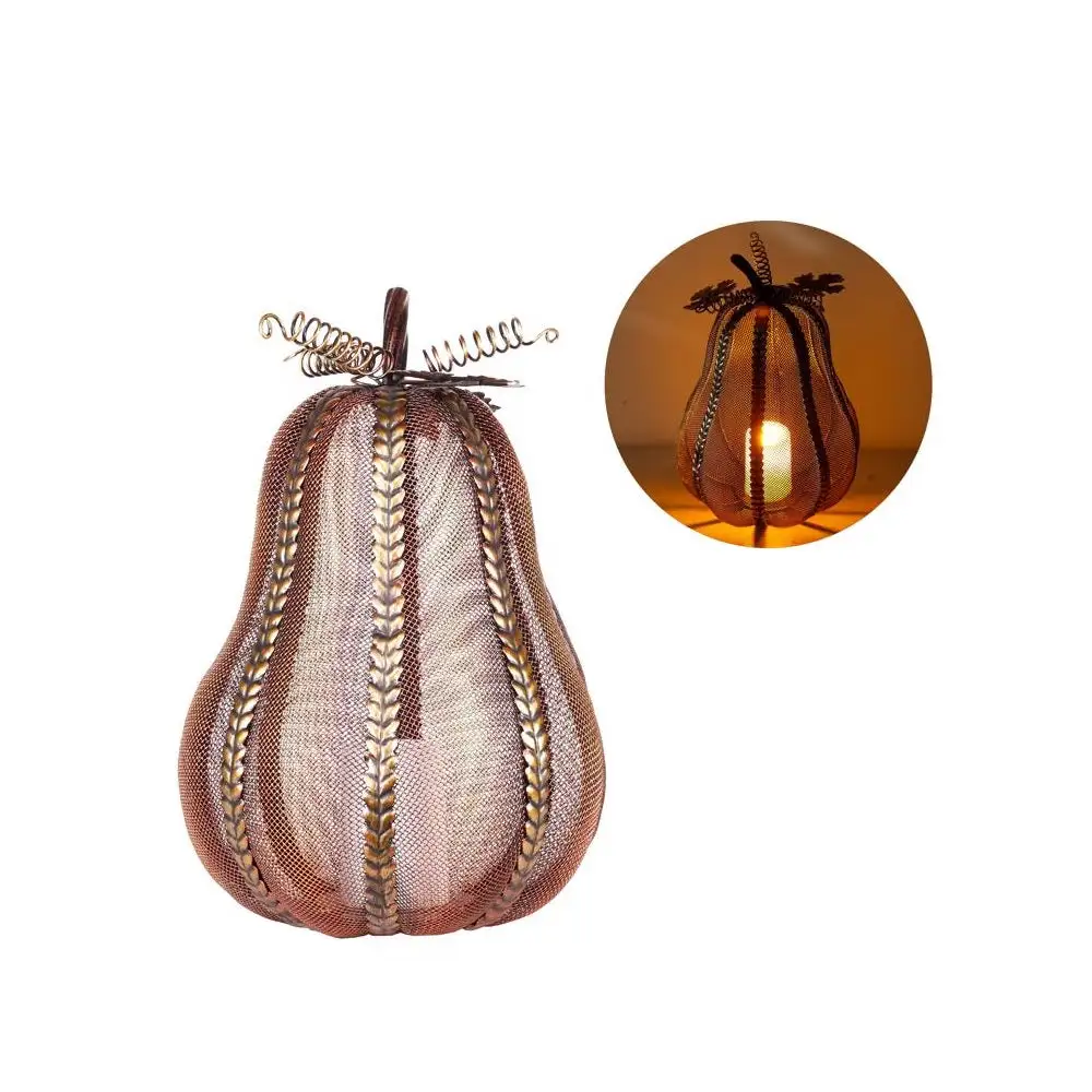 Alpine WQA1296 Halloween Elongated Mesh Pumpkin With Candle