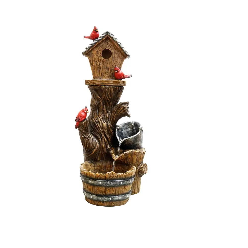 Alpine ZEN882 Fountain Cardinal Birdhouse