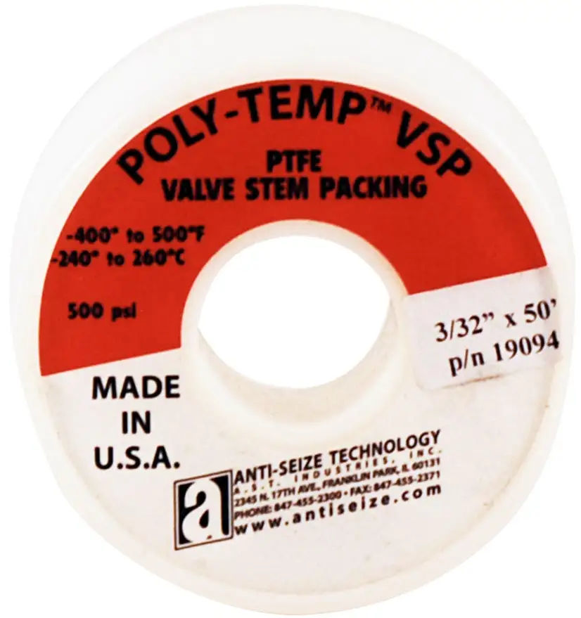 Anti-Seize Technology 19094 Poly-Temp VSP PTFE Valve Stem Packing Adhesive Tape