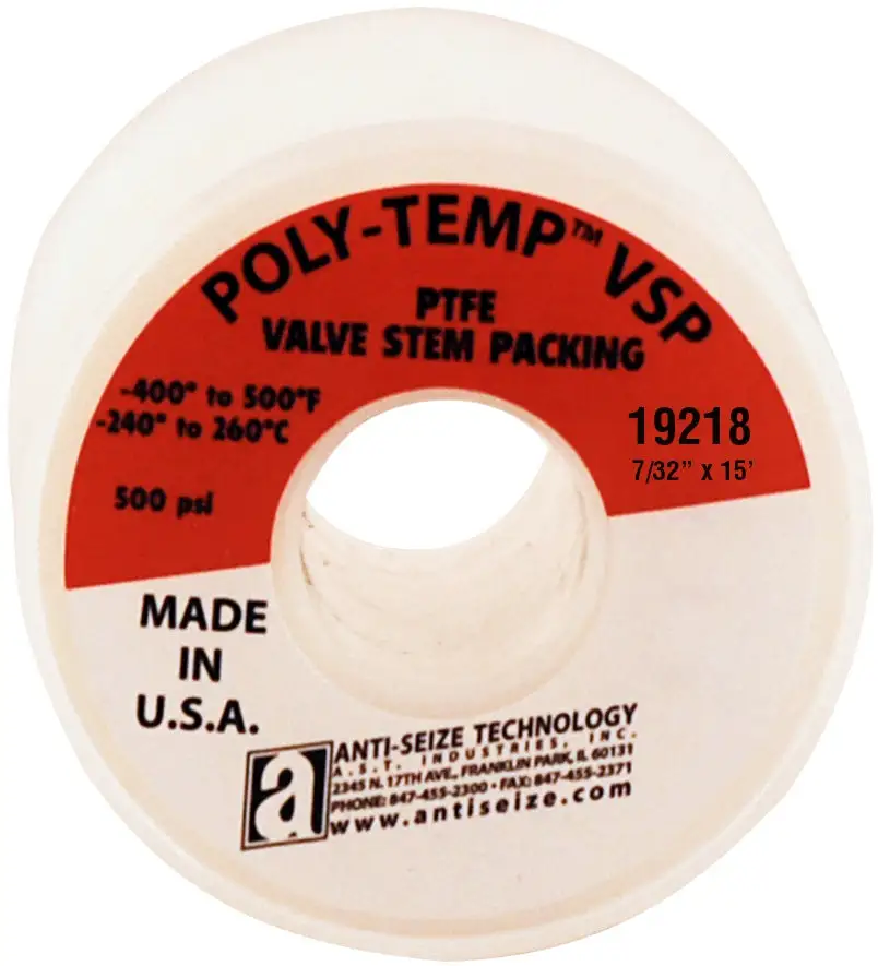 Anti-Seize Technology 19218 Poly-Temp VSP PTFE Valve Stem Packing Adhesive Tape