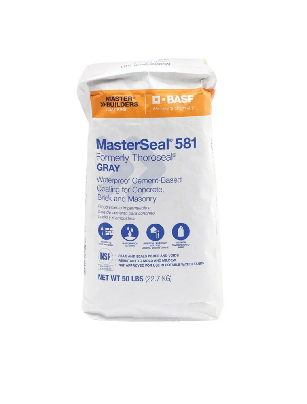 BASF MS581GY50 MasterSeal 581 Thoroseal Waterproof Coating