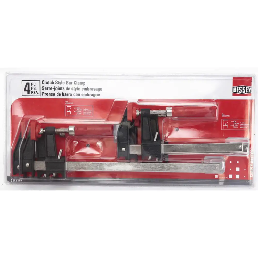 Bessey GSCC4PK Clutch Style Bar Clamp Set