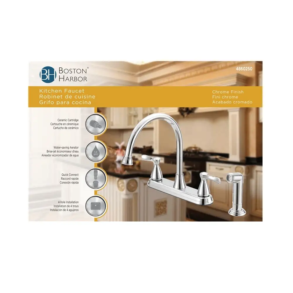 Boston Harbor F8210001CP Traditional Kitchen Faucet With Matching Side Spray