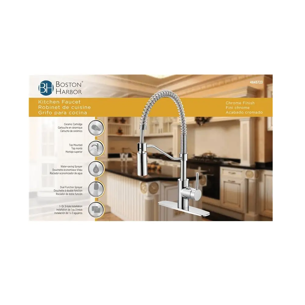 Boston Harbor FP4A0096CP Commercial Spring Pull-Down Kitchen Faucet