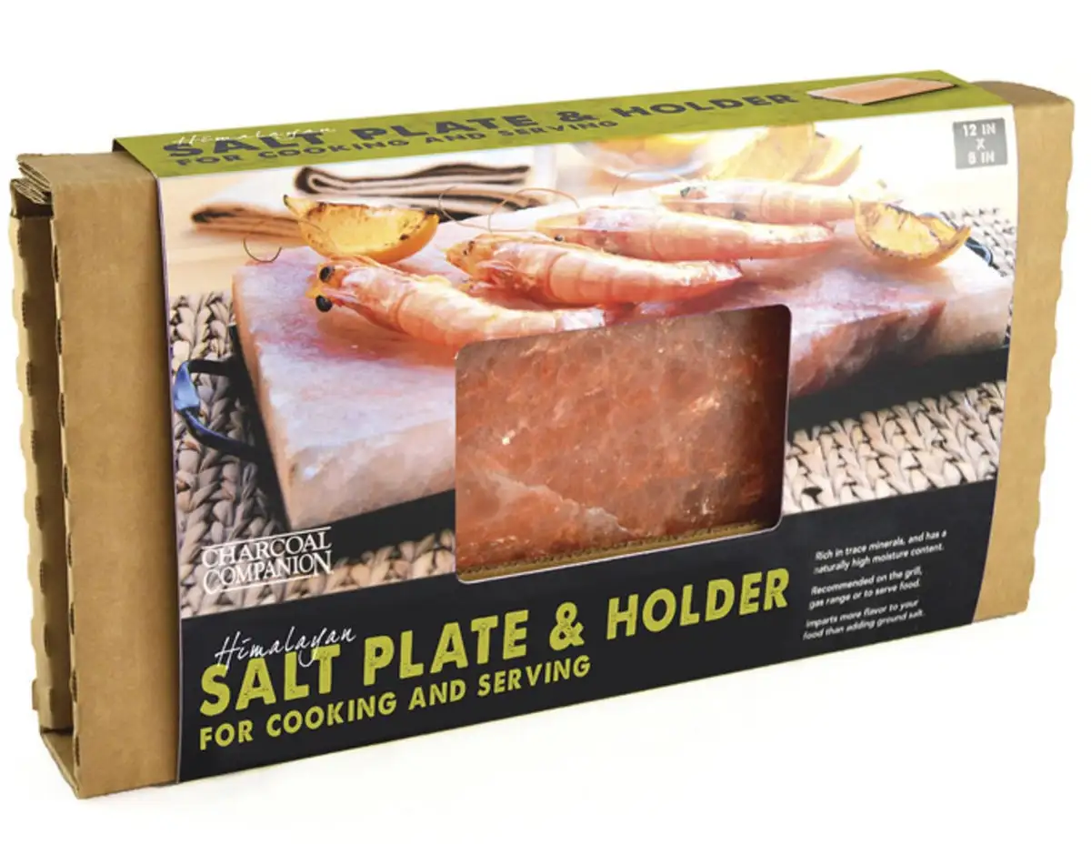 Charcoal Companion CC6064 Himalayan Salt Plate & Holder