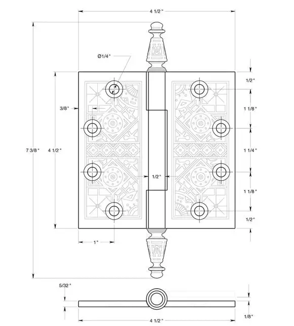 Deltana DSBP45U5 Square Hinge