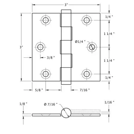 Deltana DSB319 Square Door Hinge