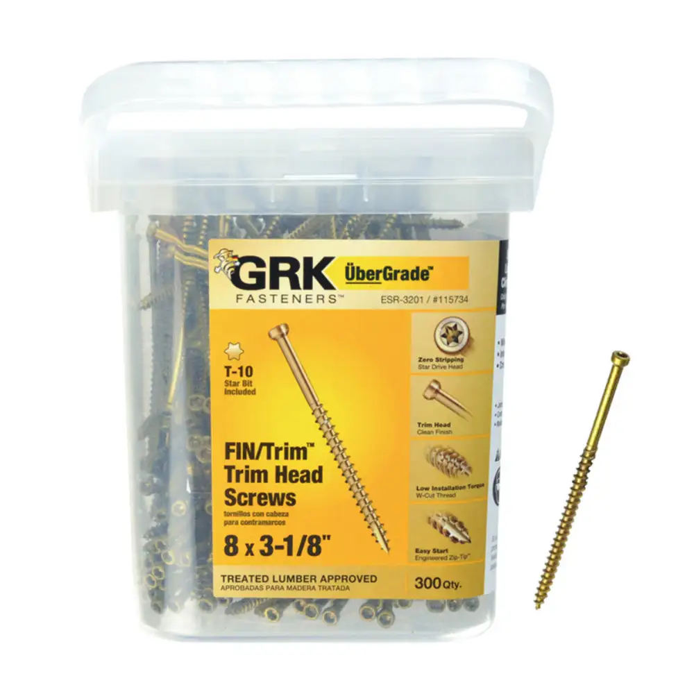 GRK Fasteners 115734 UberGrade Star Trim Head Steel Construction Screws