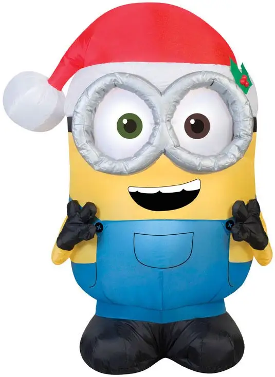 Gemmy 38624 Christmas Airblown Bob Minion Wearing Santa Hat