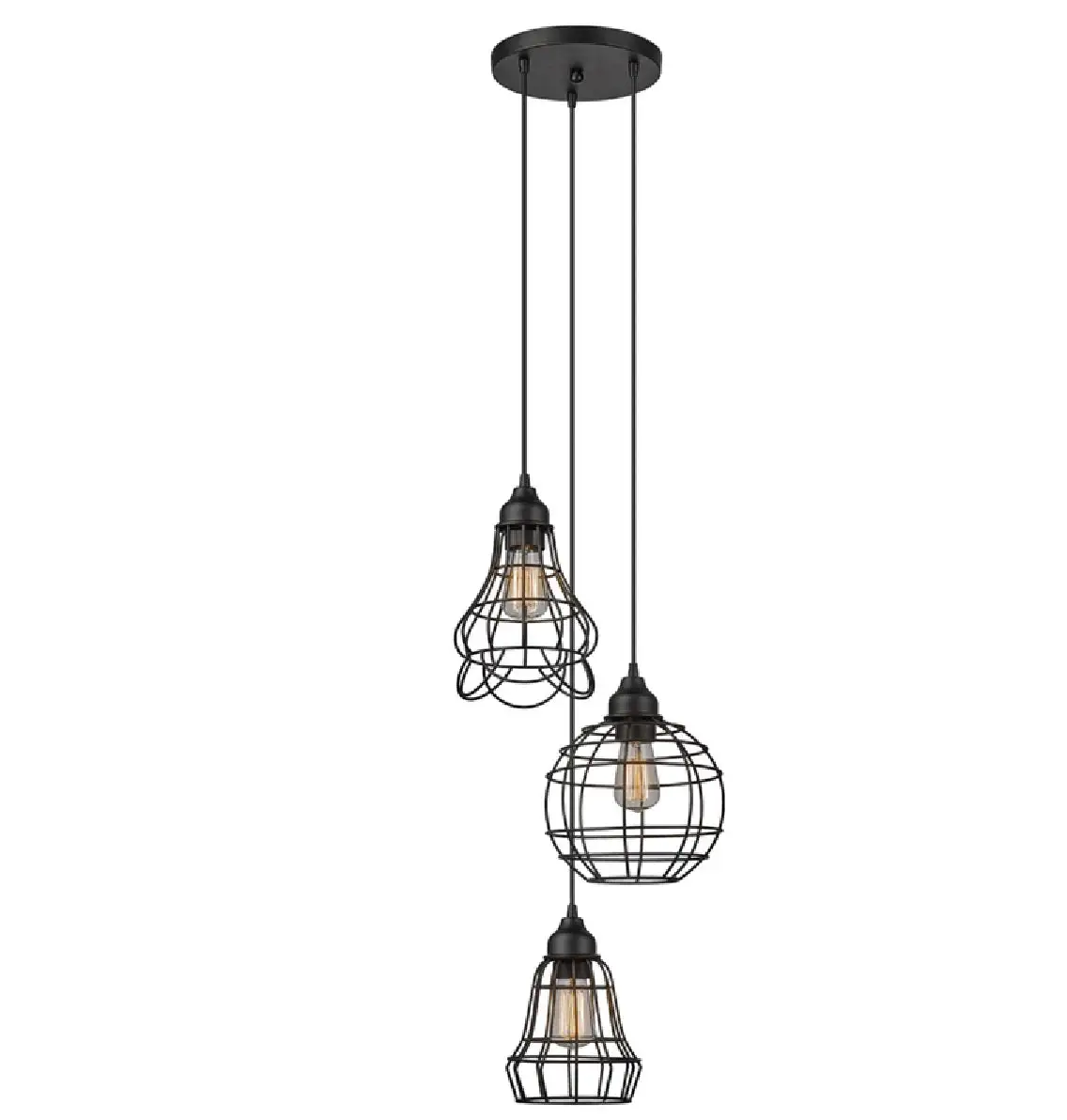 Globe Electric 65624 Jorah 3-Light Cage Cluster Pendant