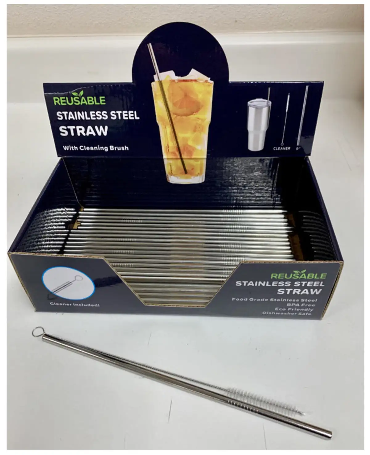 Hitt HE0152 Stainless Steel Straw & Cleaning Brush