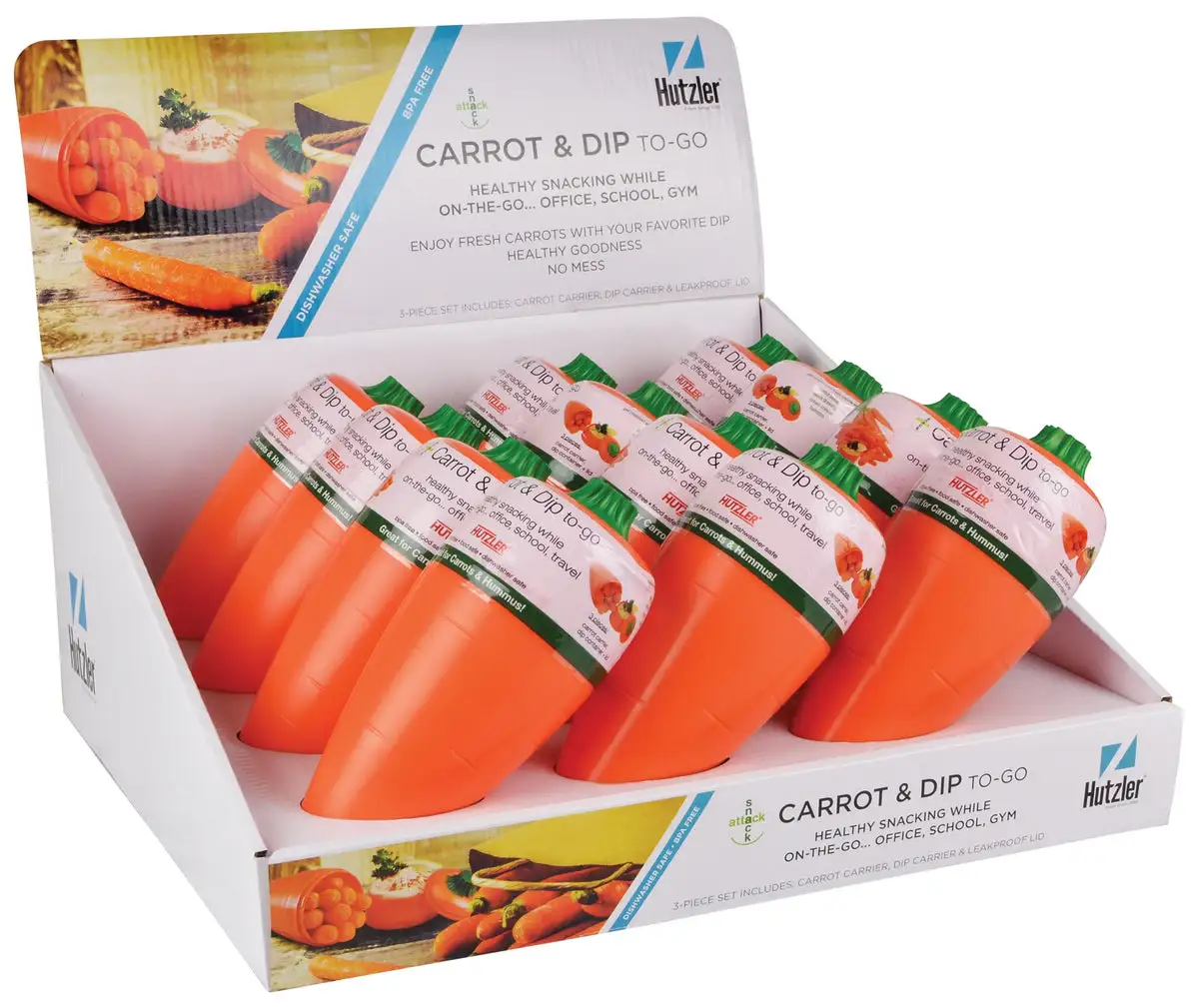 Hutzler 7079PRO Carrot & Dip To Go Snack Containers