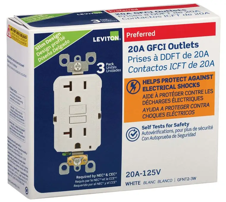 Leviton GFNT2-3W Smartlock Pro GFCI Outlet Receptacle