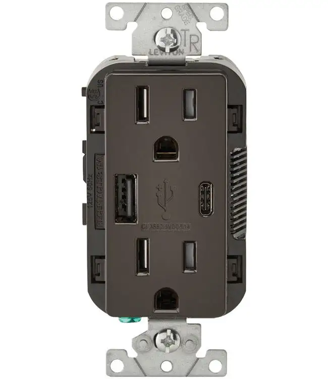 Leviton T5633-B Decora Receptacle & USB Charger