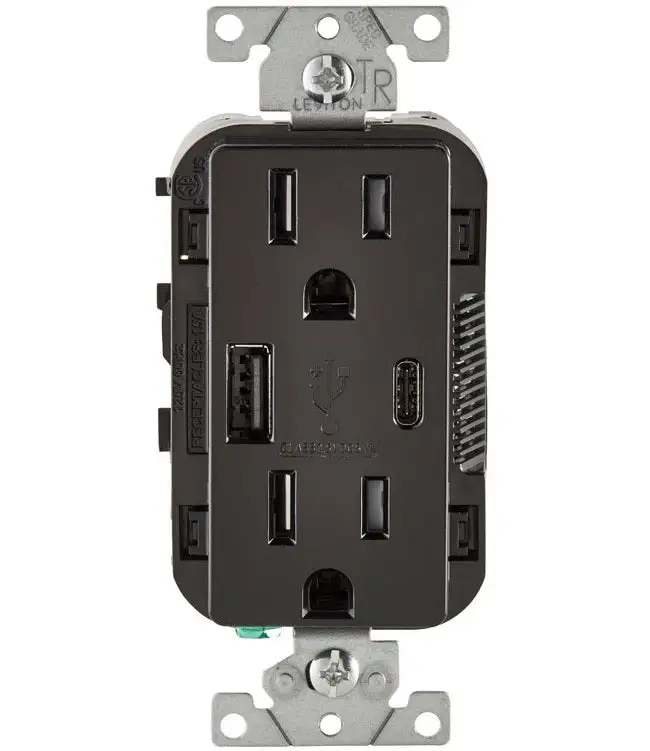 Leviton T5633-E Decora Receptacle & USB Charger