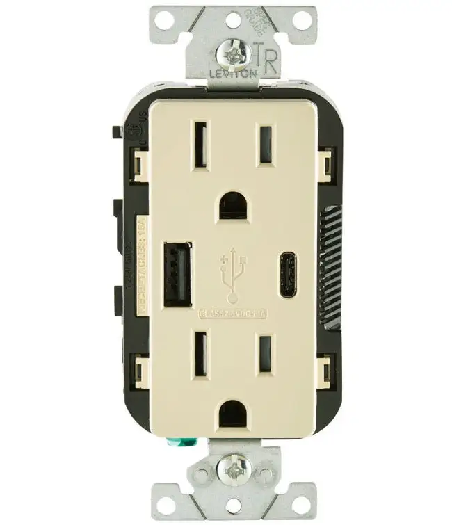 Leviton T5633-I Decora Receptacle & USB Charger