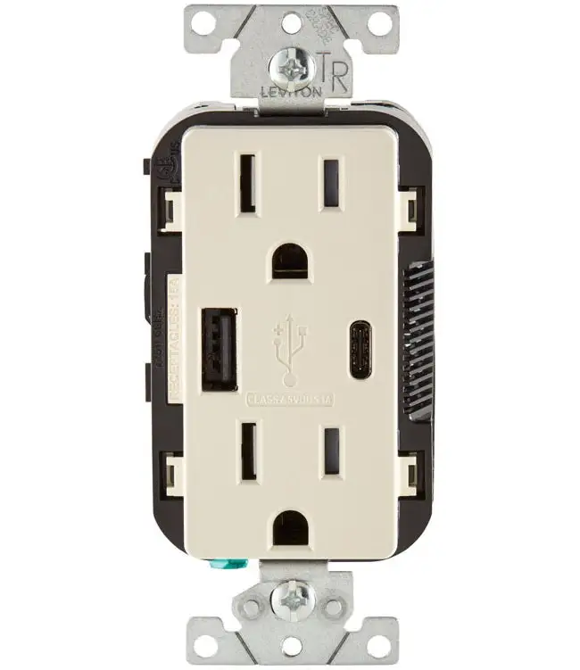 Leviton T5633-T Decora Receptacle & USB Charger