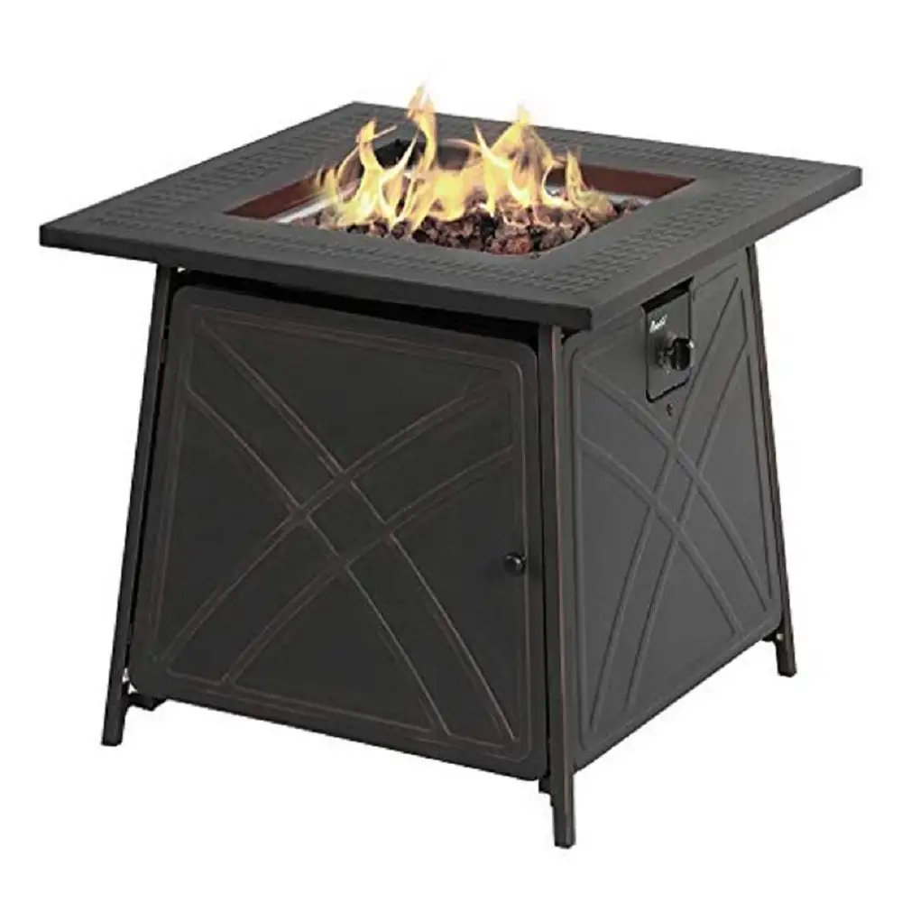 Living Accents SRGF11634 Square Steel Tabletop Fire Pit