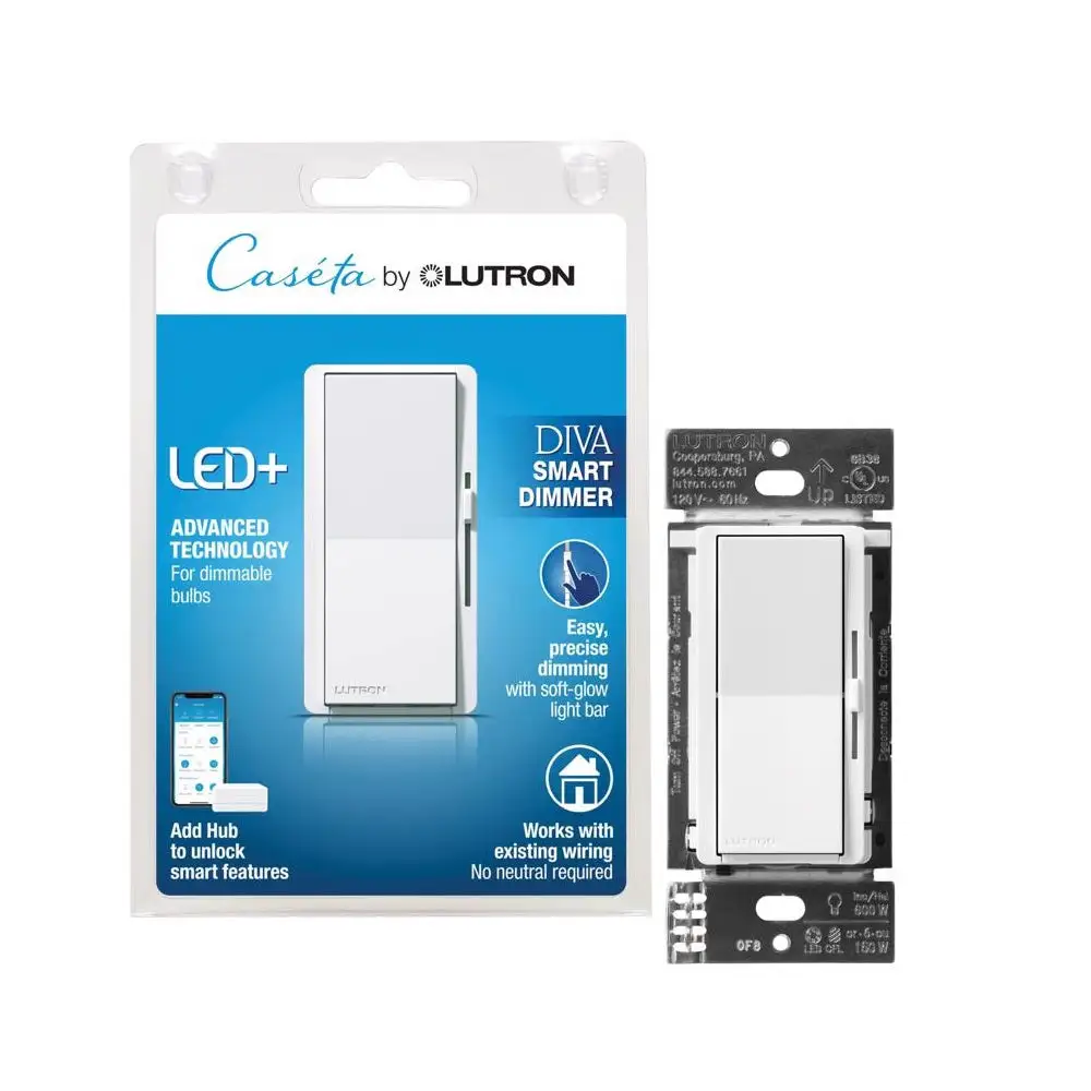 Lutron DVRF-6L-WH-R Caseta Diva Smart Dimmer Switch