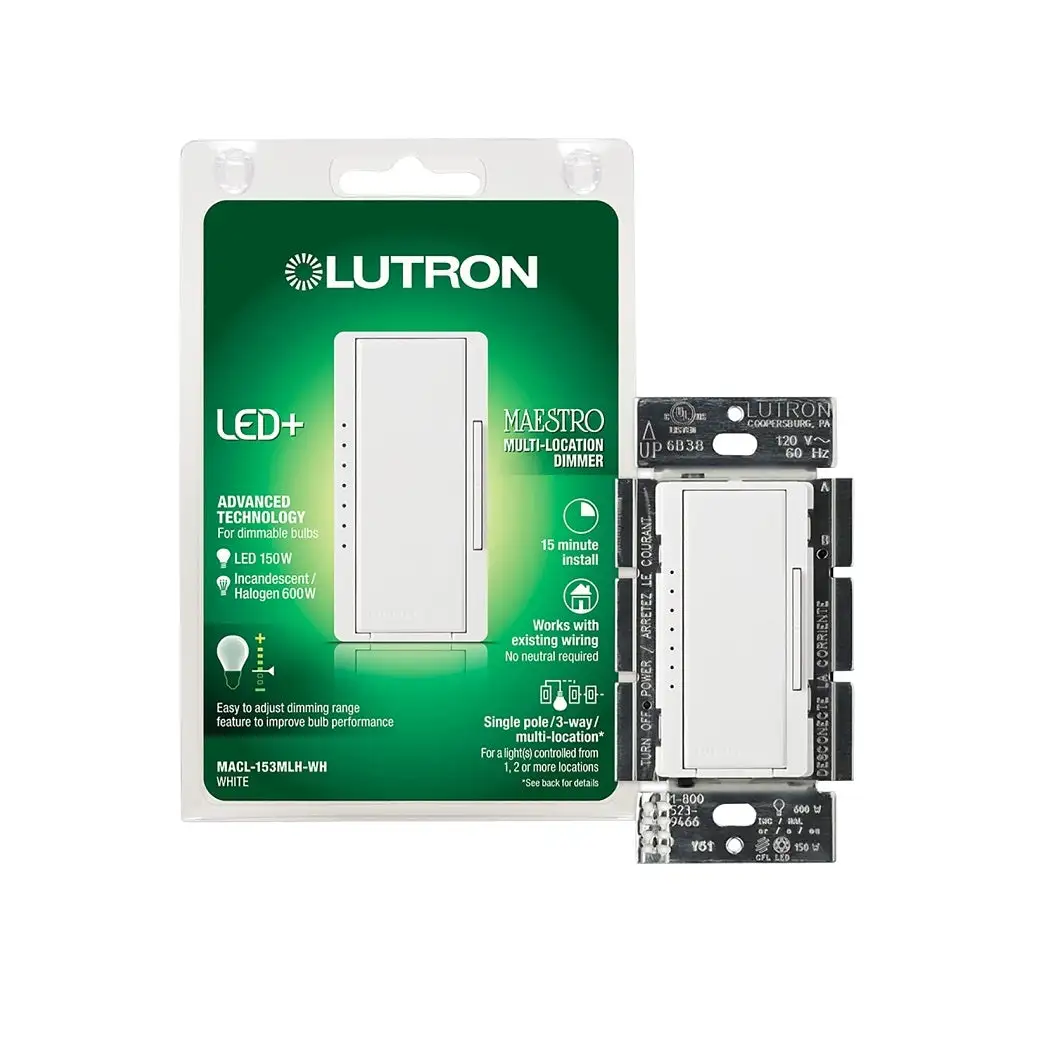 Lutron MACL-153MLH-WH Maestro 3 Way Dimmer Switch