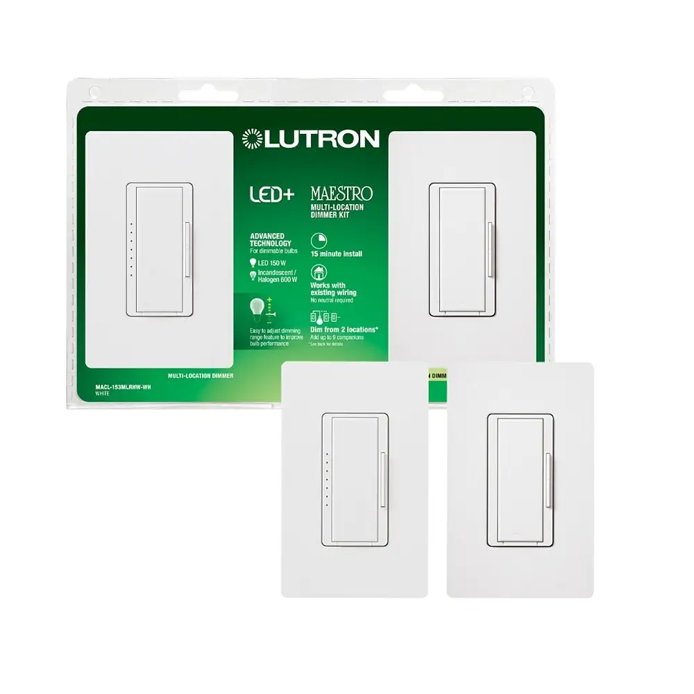 Lutron MACL-153MLRHW-WH Maestro Dimmer Kit