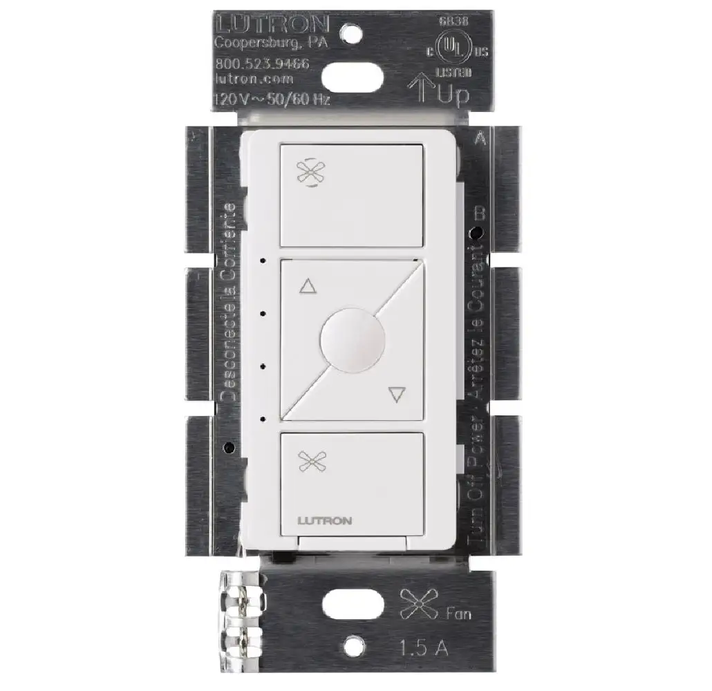 Lutron PD-FSQN-WH-R Caseta Single Pole Wireless Fan Control