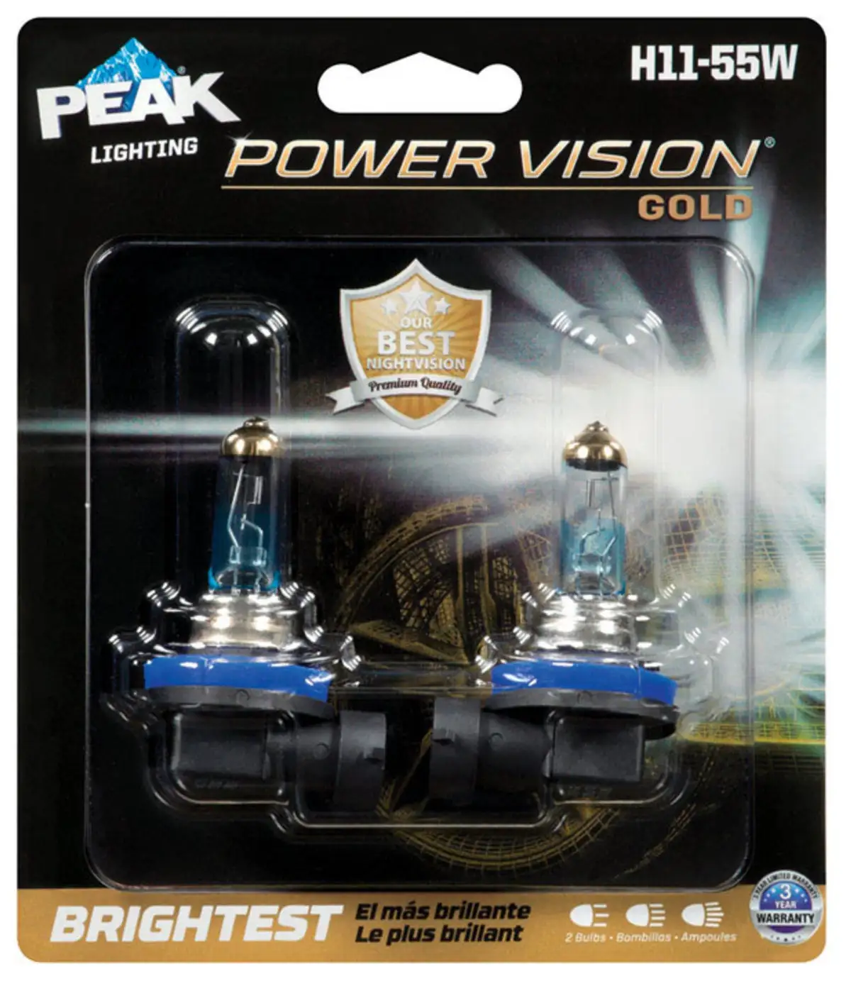 Peak H11-55WPVG-2BPP Power Vision Halogen Automotive Bulbs