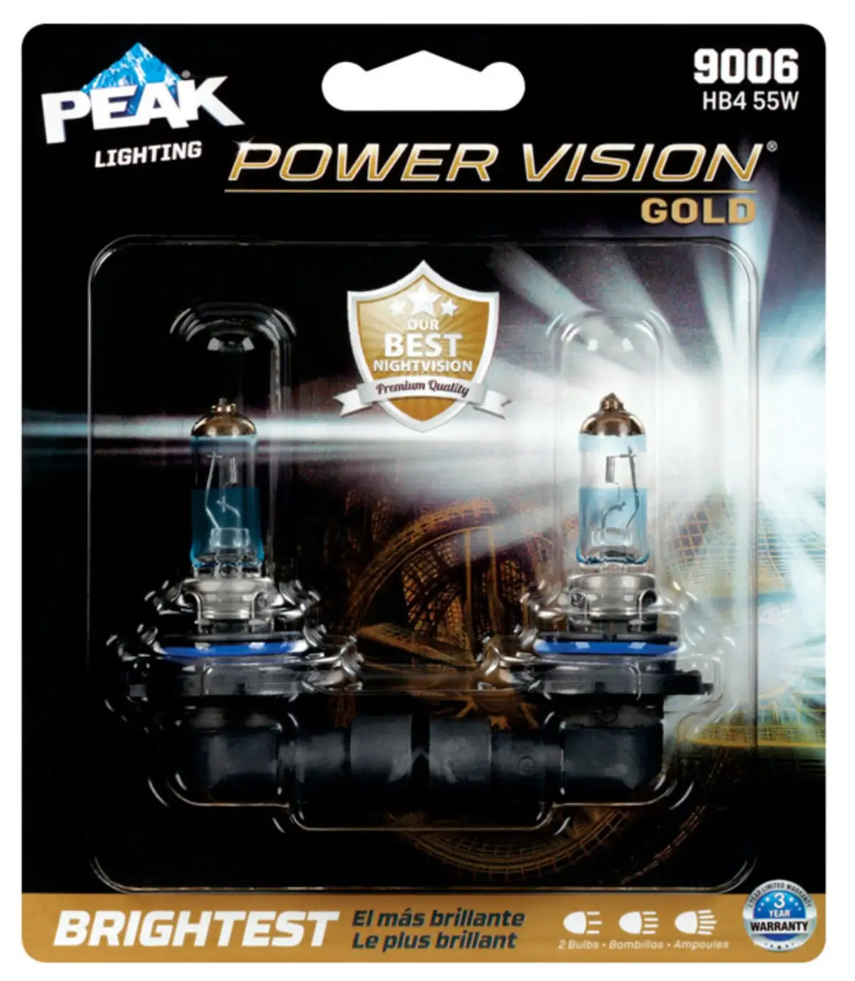 Peak 9006PVG-2BPP Power Vision Halogen Automotive Bulbs