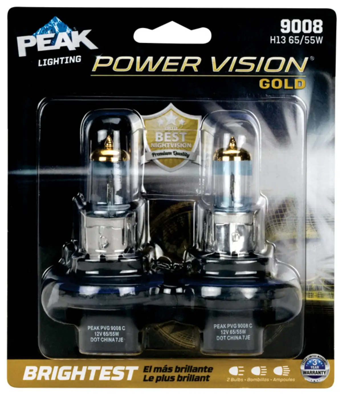 Peak 9008PVG-2BPP Power Vision Halogen Automotive Bulbs