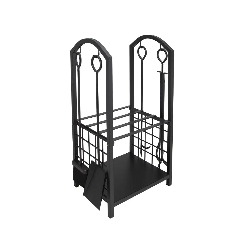 Simple Spaces T88091BK Fireplace Log & Took Rack Set