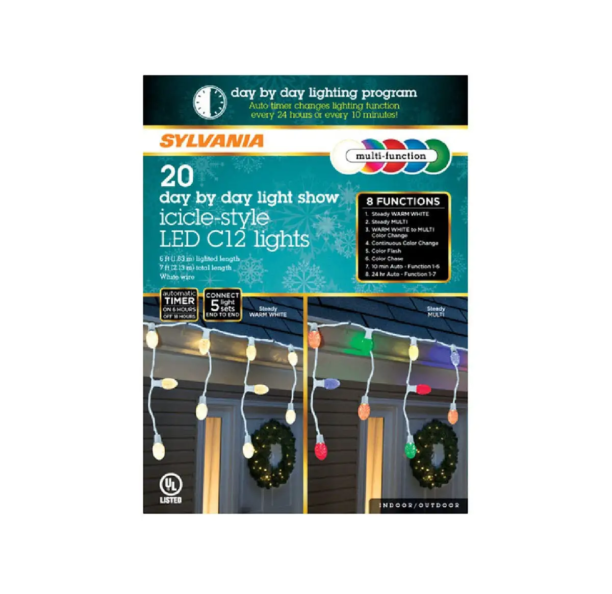 Sylvania V45131-71 8 Function Color Changing LED Icicle Lights