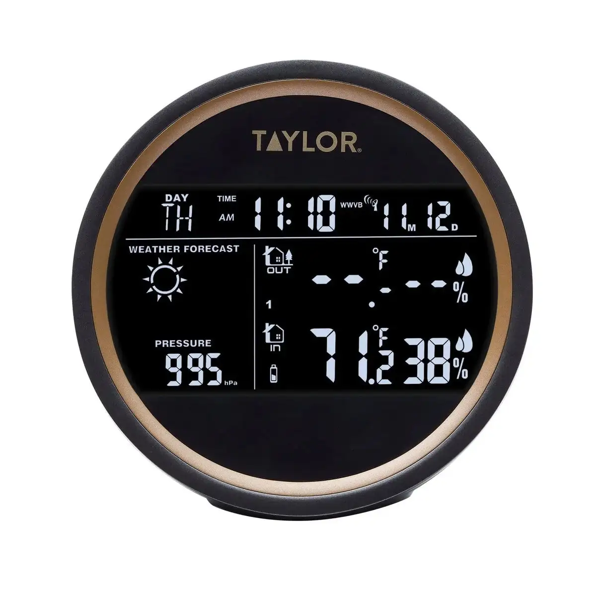 Taylor 5282011 Digital Round Weather Forecaster With LED