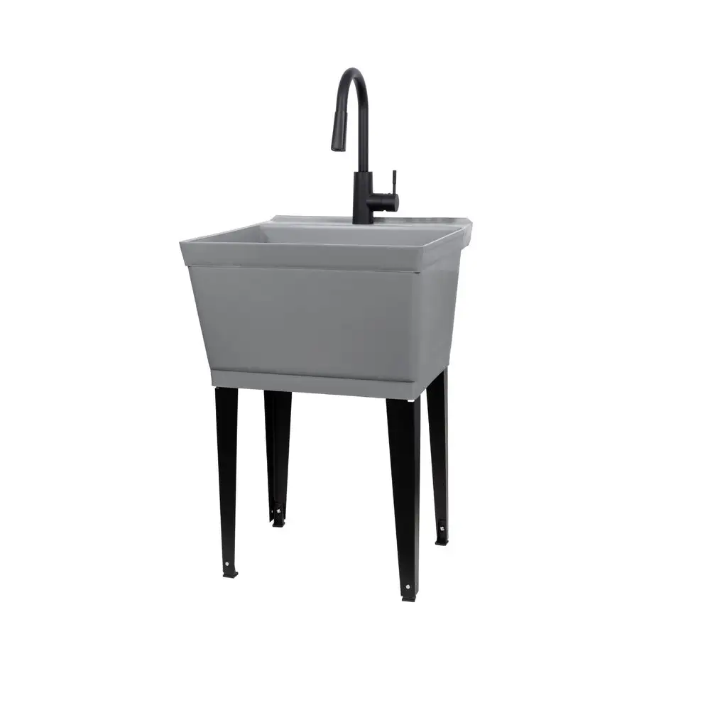 Tehila 040US6508GRYBLK Freestanding Laundry Tub