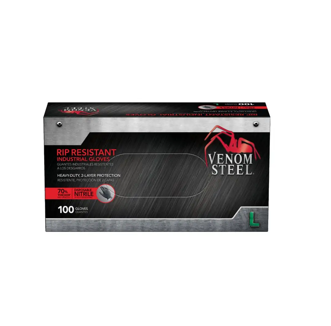 Venom Steel VEN6143N 2-Layer Rip Resistant Latex Free Disposable Gloves