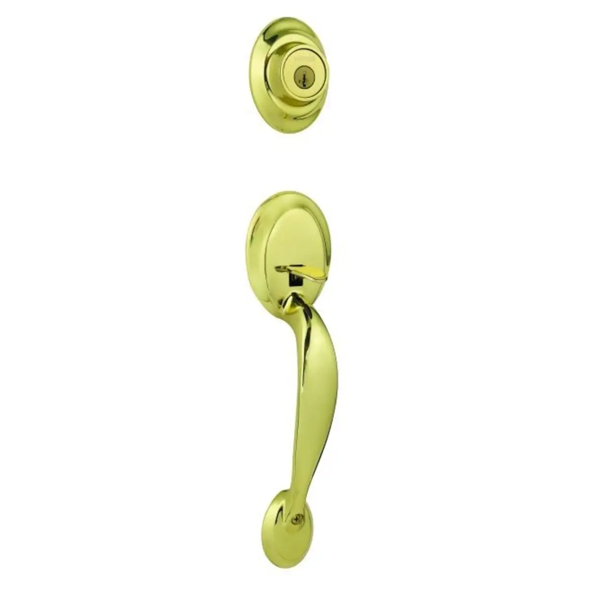 Weiser GAC9771K3BRS Exterior Kingsway Single Cylinder Handleset with Smart Key Lifetime Bright Brass