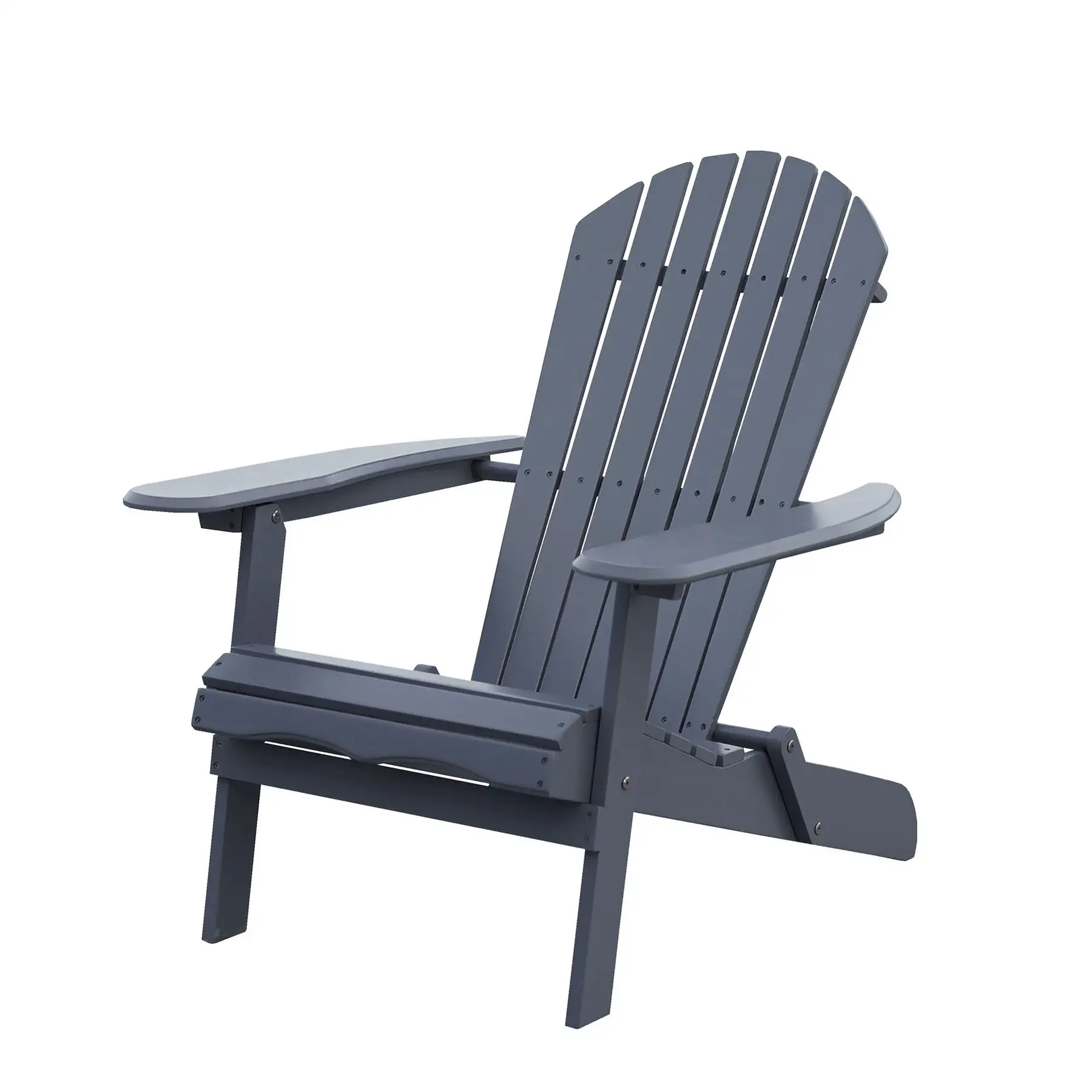 Merry Products Acacia Hardwood Flat Folding Adirondack Patio Chair, Gray