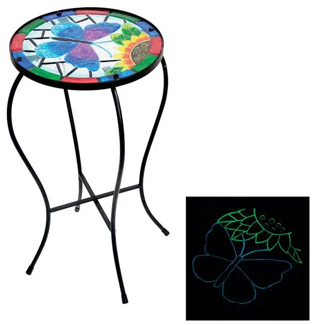Alpine KIY122A Glow in the Dark Multi-Colored Outdoor Plant Stand