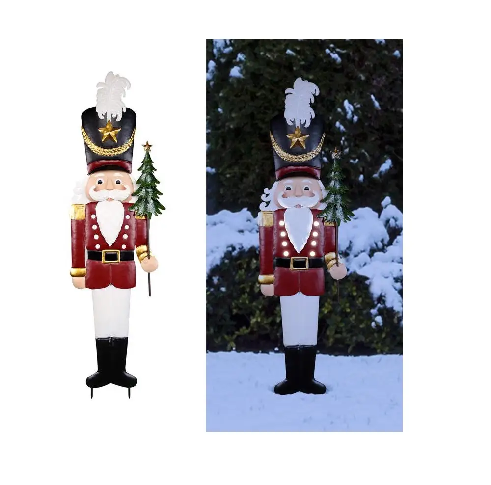 Alpine LCE200SLR LED Nutcracker Christmas Stake Yard Decor