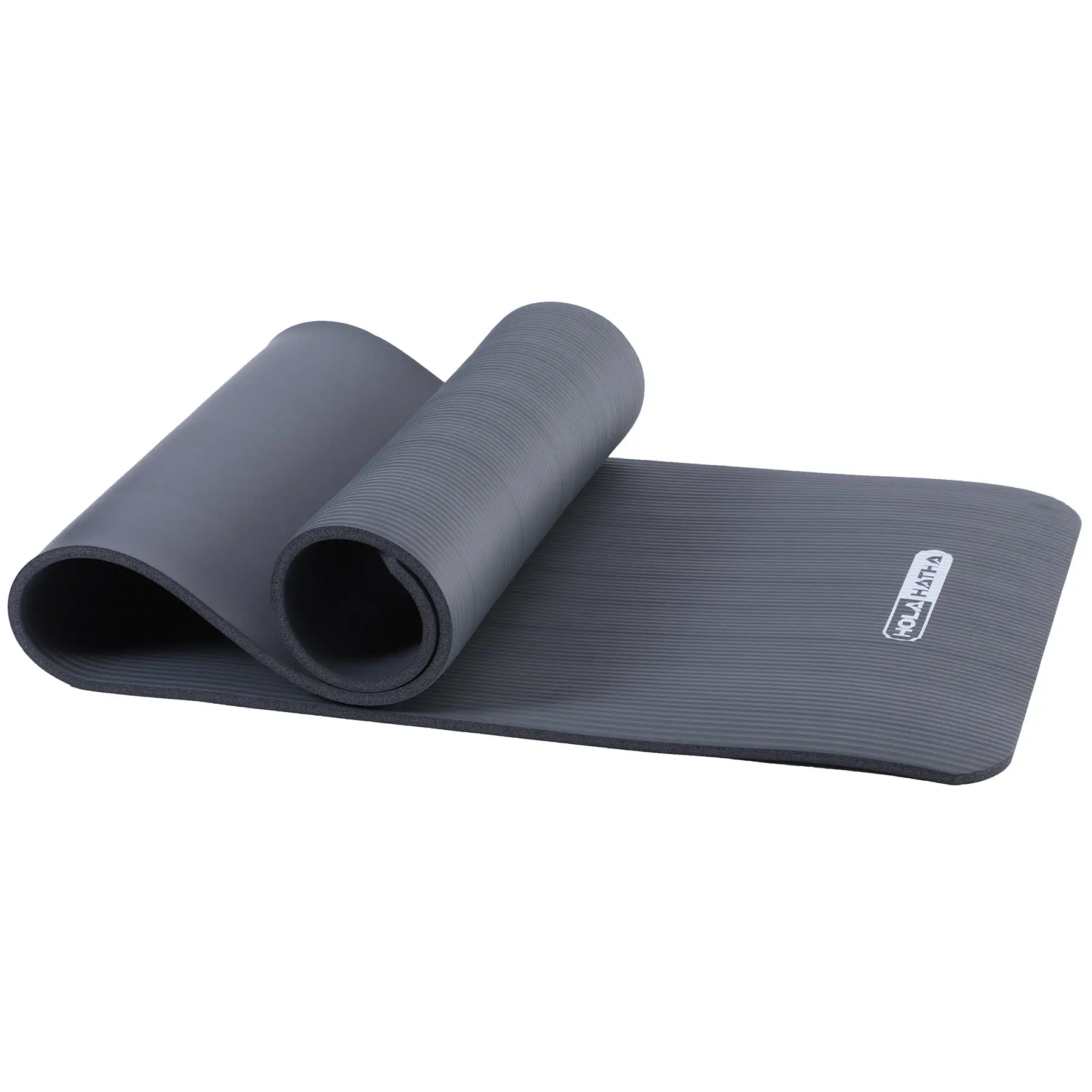 HolaHatha 72 x 24" 0.5" Thick Non Slip Home Workout Yoga Mat, Black