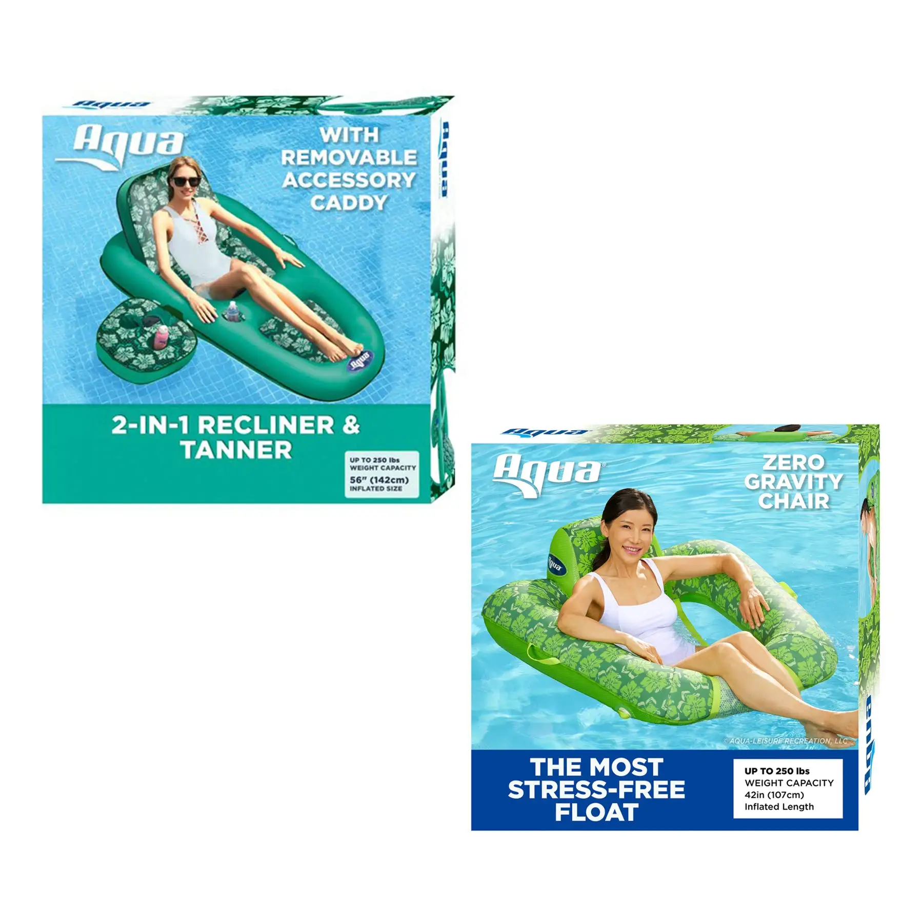 Aqua Leisure Campania Inflatable 2in1 Lounger, Floral & Zero Gravity Pool Float