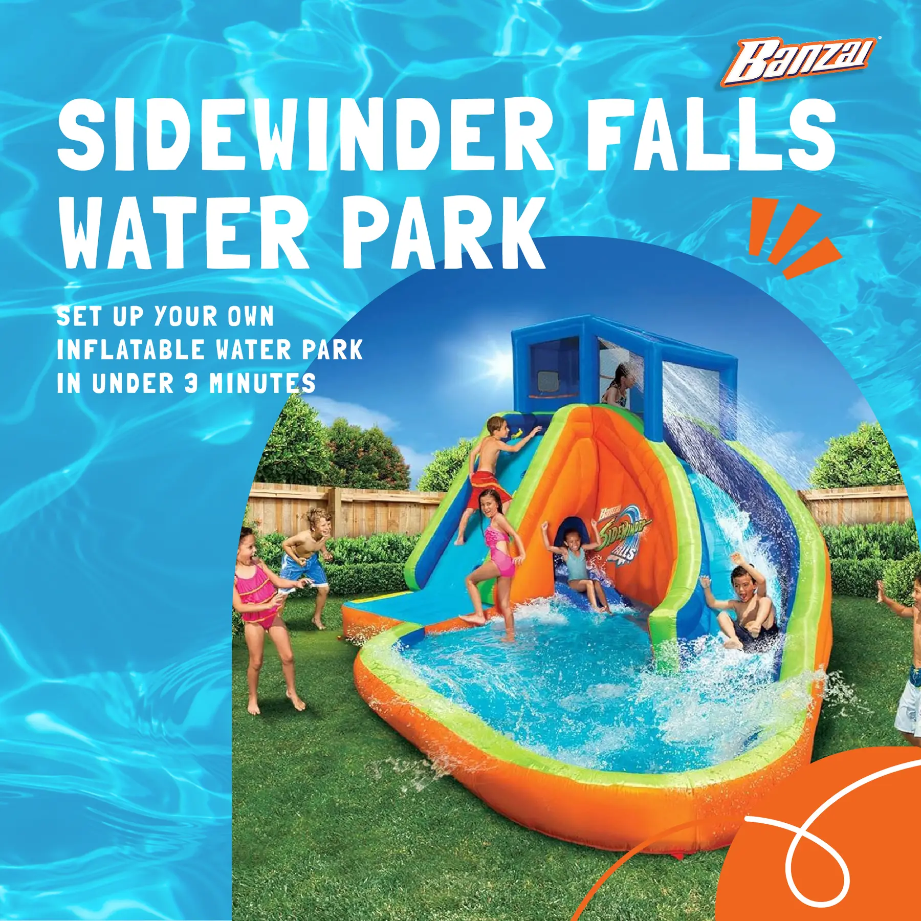 Banzai Sidewinder Falls Inflatable Outdoor Adventure Splash Water Park Swim Pool - Image 2