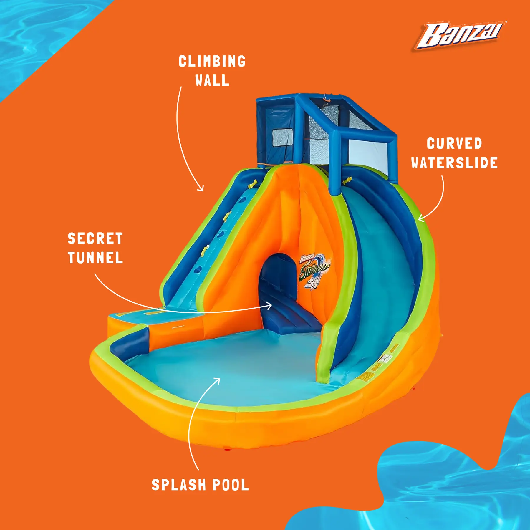 Banzai Sidewinder Falls Inflatable Outdoor Adventure Splash Water Park Swim Pool - Image 3