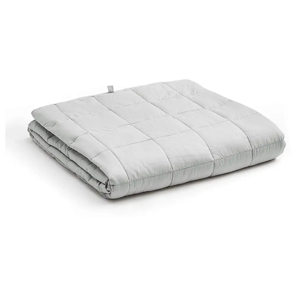 YnM Original Cotton 48x72 In 15lb Glass Bead Weighted Blanket, Gray