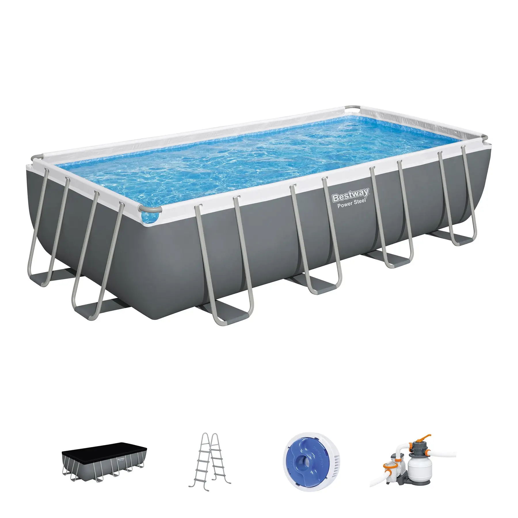 Bestway Power Steel 18' x 9' x 48" Rectangular Above Ground Swimming Pool Set