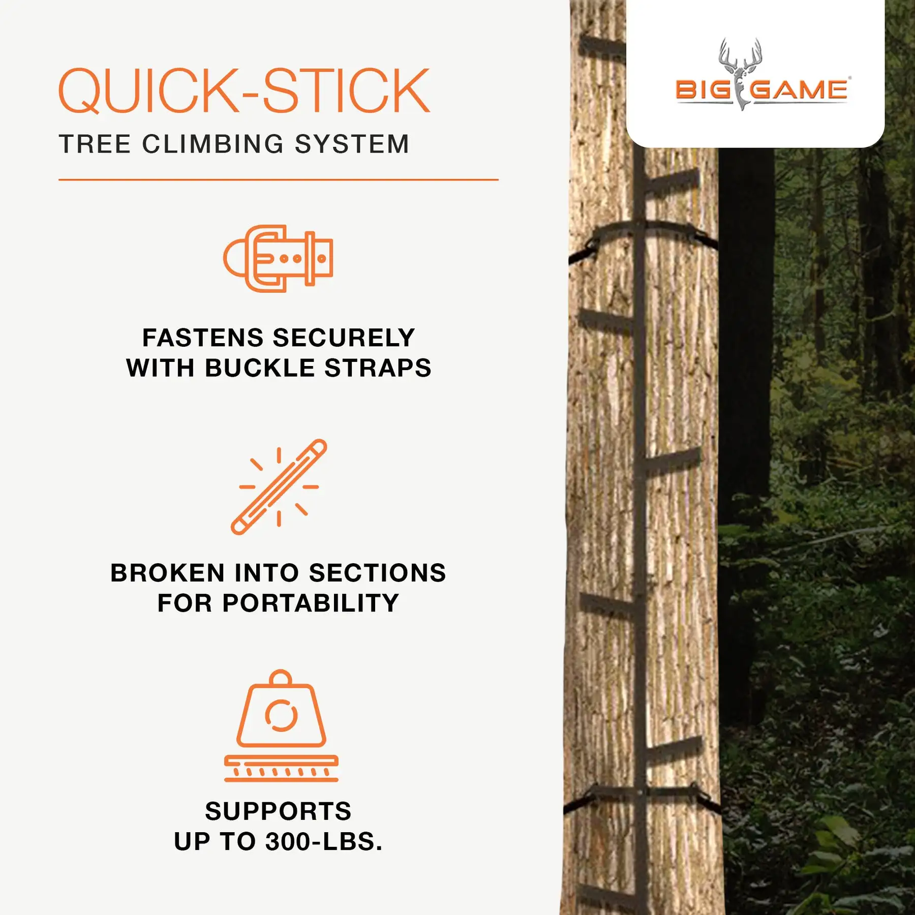 Big Game Quick Stick Climbing Sticks, Tree Climbing Hunting Gear for Deer Stands - Image 2