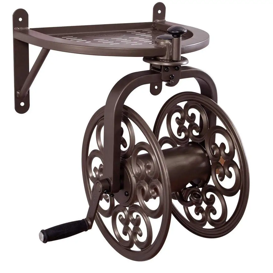 Liberty Garden Navigator Wall-Mounted 360 Degree Rotate Garden Hose Reel, Bronze