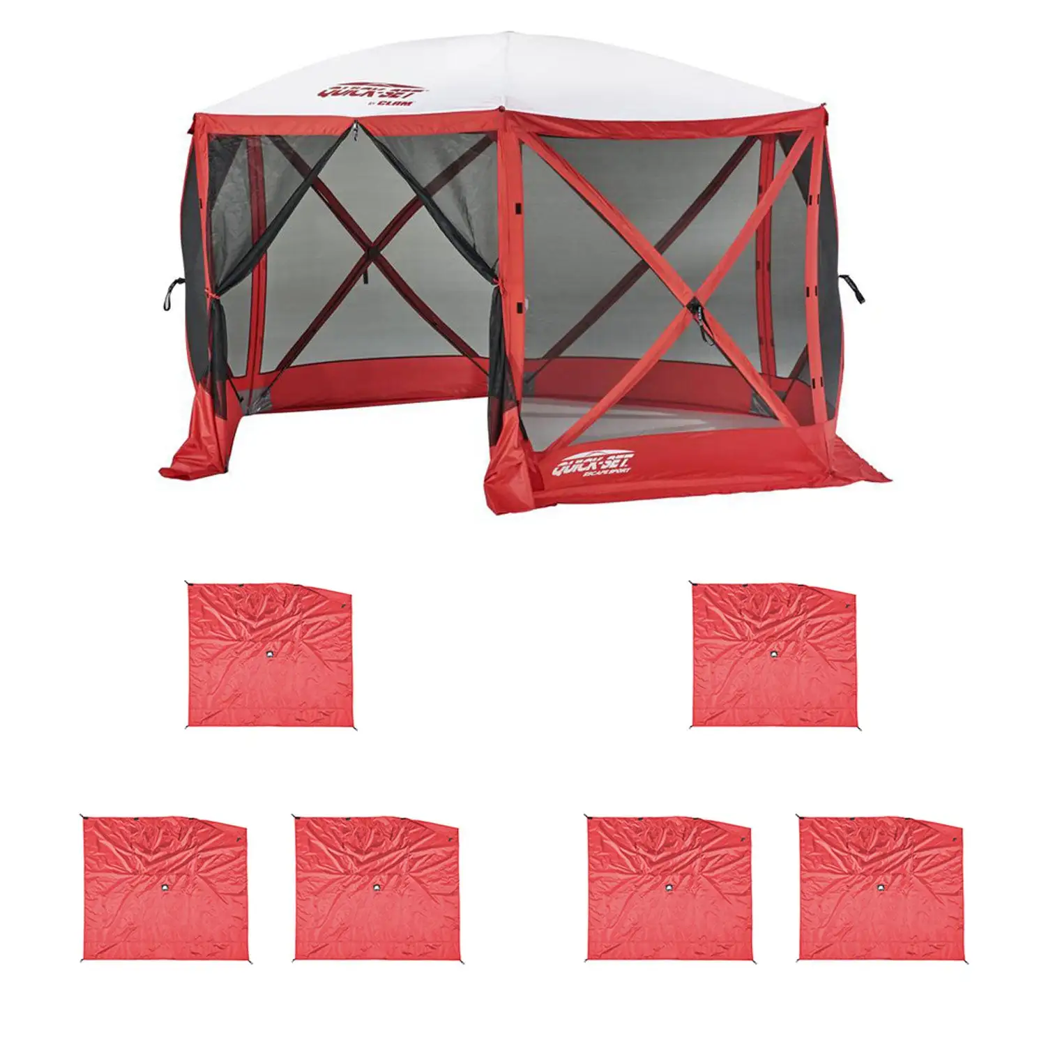 Clam Quick Set Escape Sport Tailgating Shelter Tent + Wind & Sun Panels (6 pack)