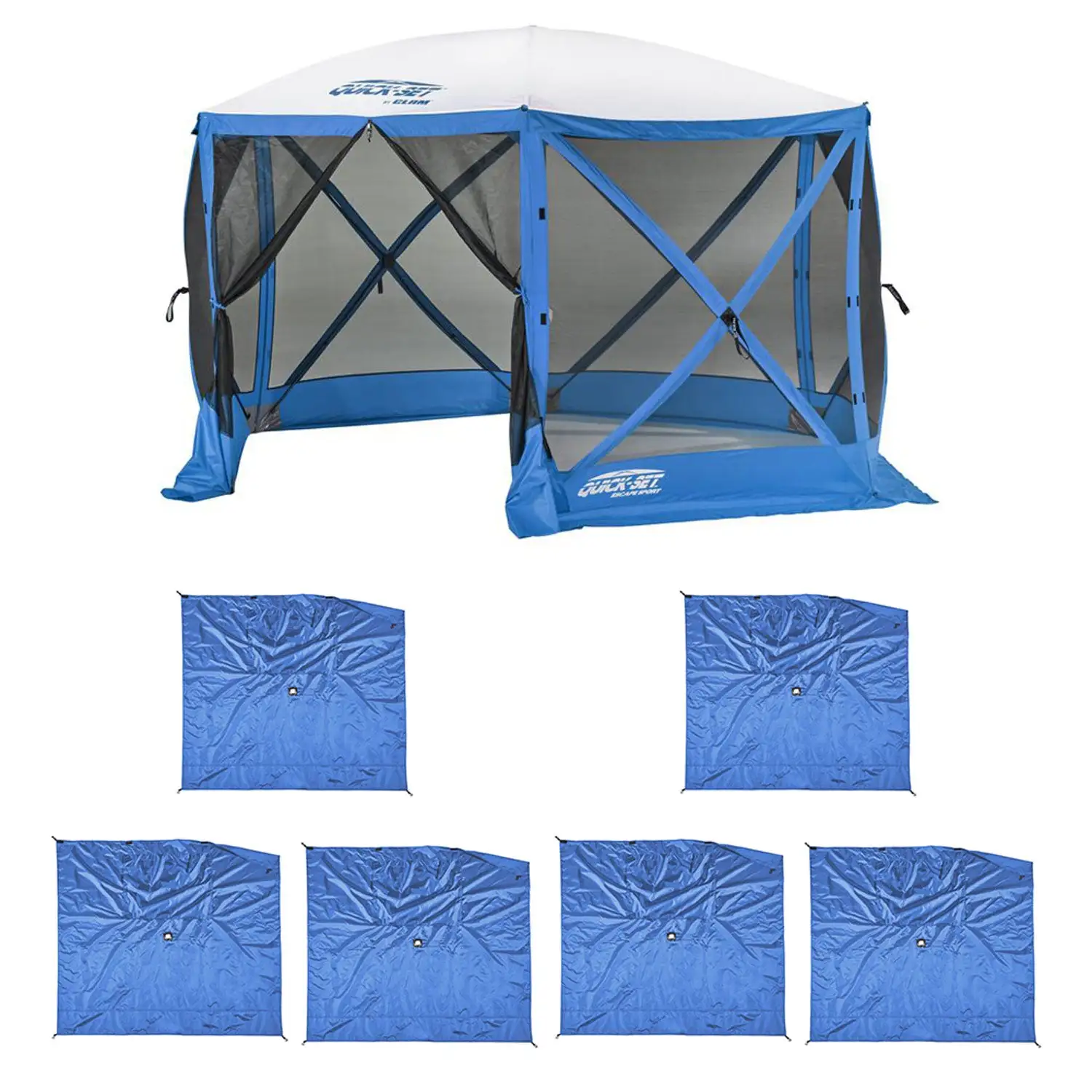 Clam Quick Set Escape Sport Tailgating Shelter Tent + Wind & Sun Panels (6 pack)